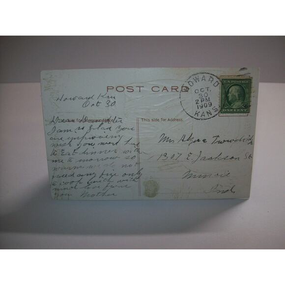 Halloween Fantasy Postcard Sanders Original Embossed Witch Howard Kansas 1909 - Picture 5 of 5